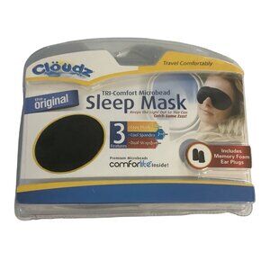 Cloudz The Original Tri-Comfort Microbead Sleep Mask W/Ear Plugs NEW Travel